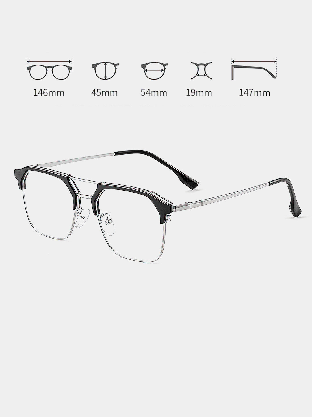 Компьютерные очки без диоптрий, для компьютера, материал оправы металл+пластик — фото 1