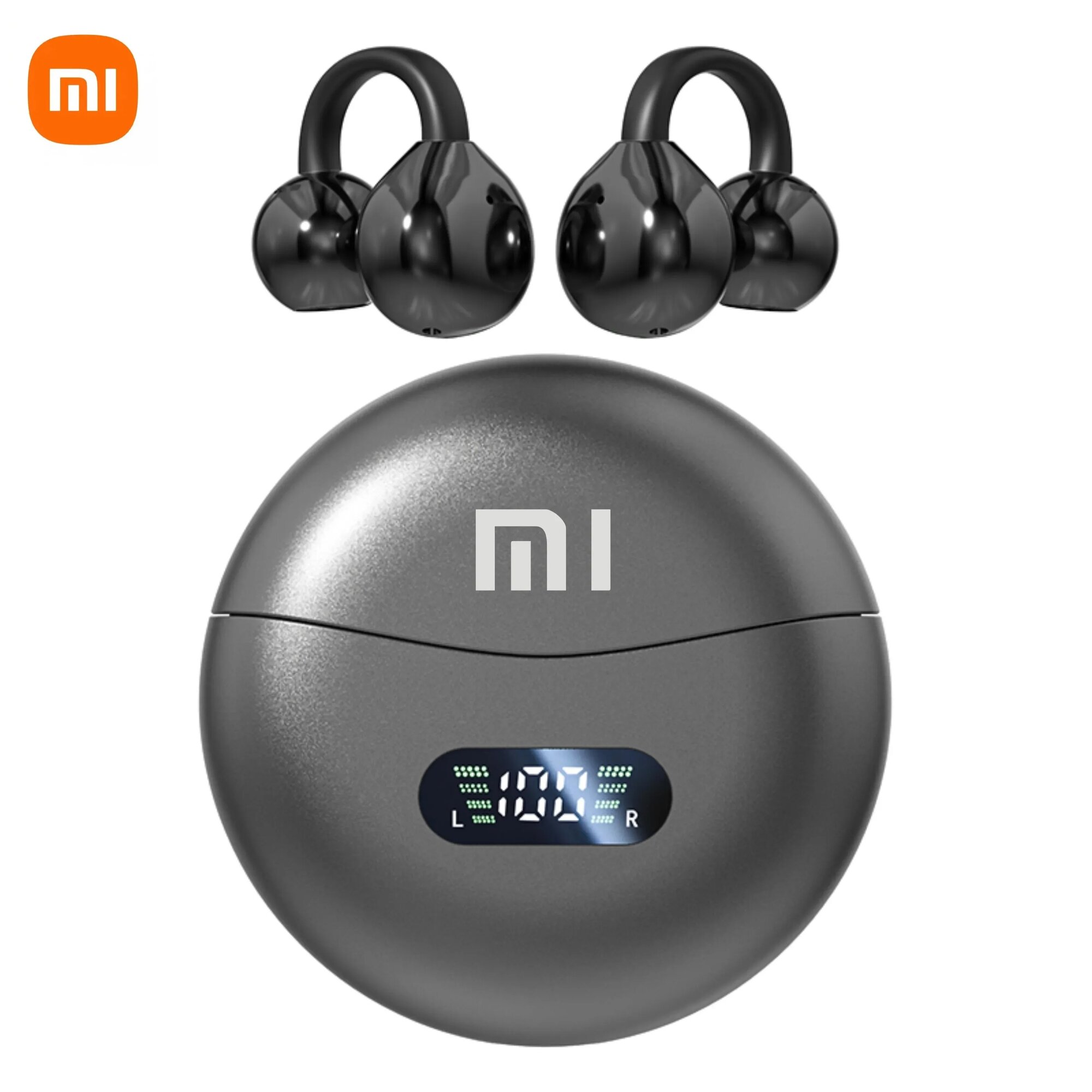 Xiaomi M79 Наушники с костной проводимостью Bluetooth 5,4 Наушники-вкладыши с клипсой Удобные водонепроницаемые спортивные гарнитуры с цифровым дисплеем, M79 Black 1pcs