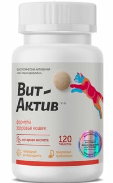 Фармакс Биологически активная кормовая добавка Вит-Актив для иммунитета, формула здоровья кошек , 120 таб 82г