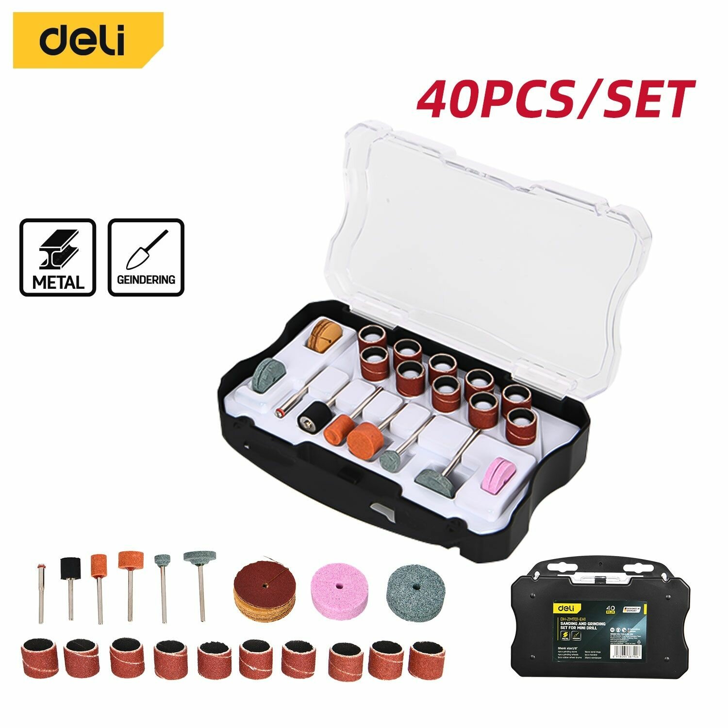 Набор оснастки для гравера (40 шт) Deli DH-ZMT01-EH1 хвостовик 32мм пласт. кейс