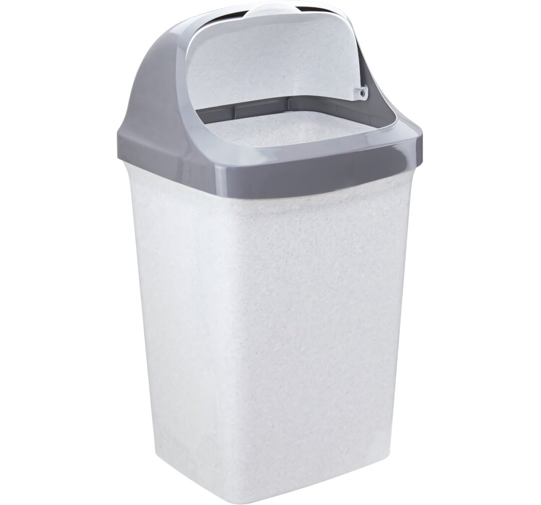 Контейнер для мусора 'ролл ТОП' 15л цвет мраморный с плавающей крышкой