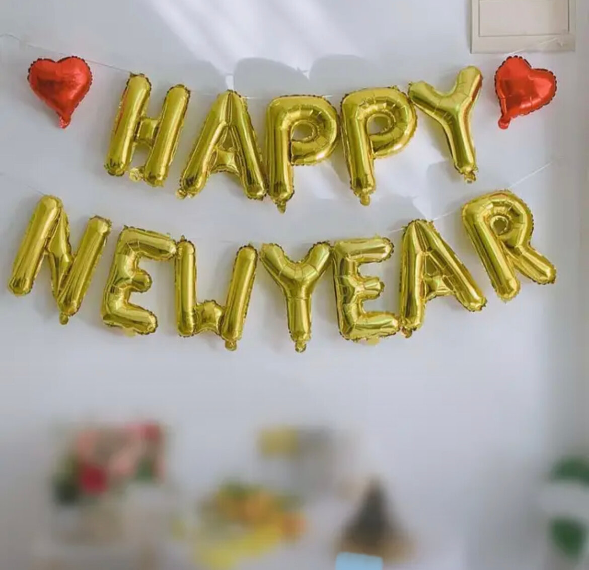 Растяжка "HAPPY NEW YEAR" для украшения дома, на стену 40 см