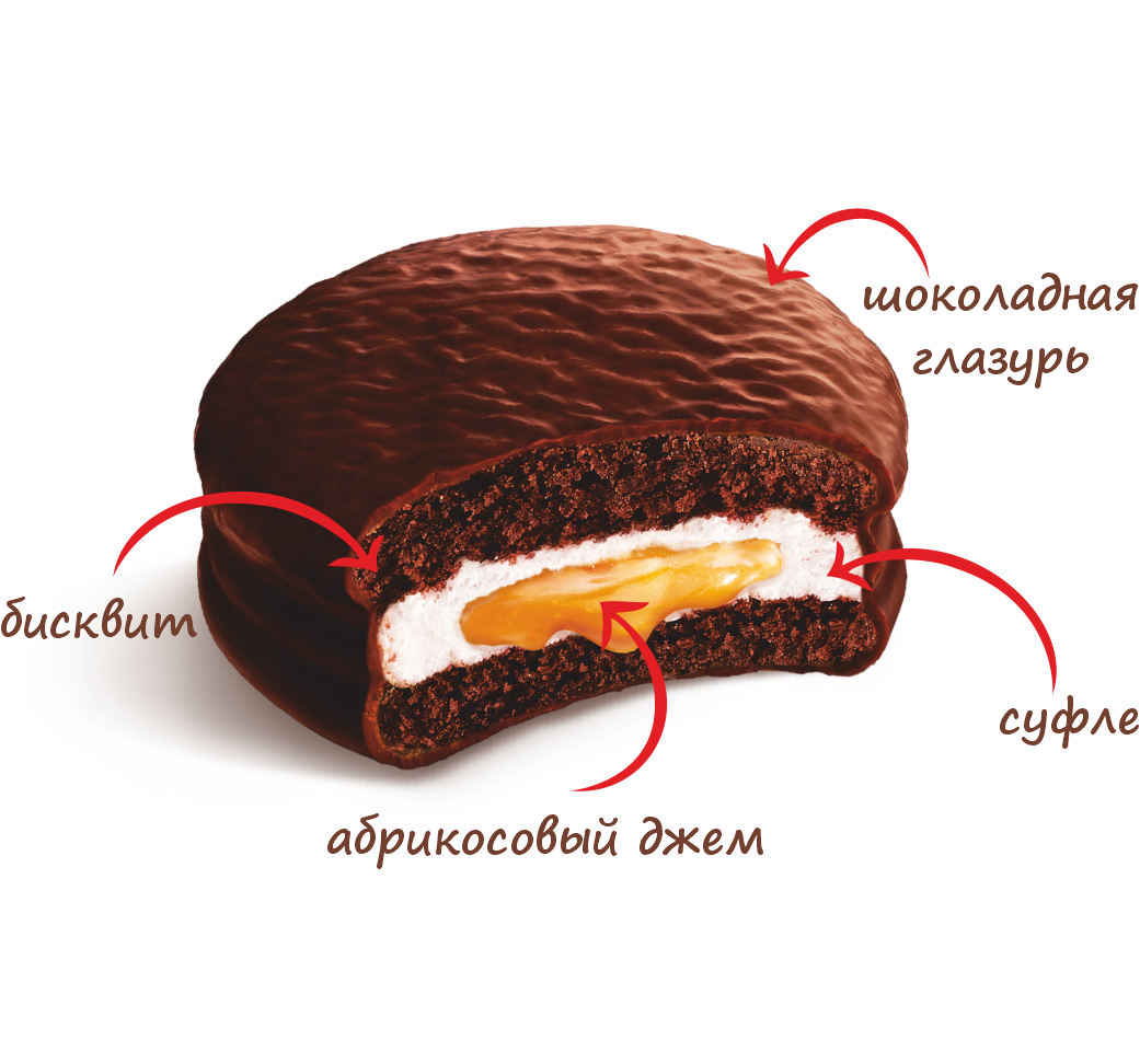 Пирожное Orion Choco Pie Венский торт, абрикос, суфле, 600 г — фото 1