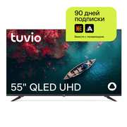 55” Телевизор Tuvio 4K ULTRA HD QLED Frameless на платформе YaOS, TQ55UFBTV1, черный