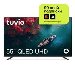 55” Телевизор Tuvio 4K ULTRA HD QLED Frameless на платформе Яндекс.ТВ, TQ55UFBTV1, черный