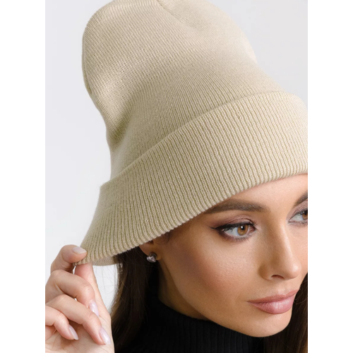 фото Шапка бини , размер 54/57, бежевый hand made tubatay