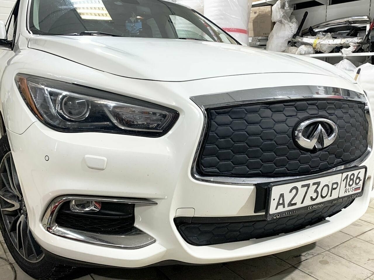 Утеплитель радиатора для Infiniti QX50 2017 н. в. Комплект Дизайн Длинные соты