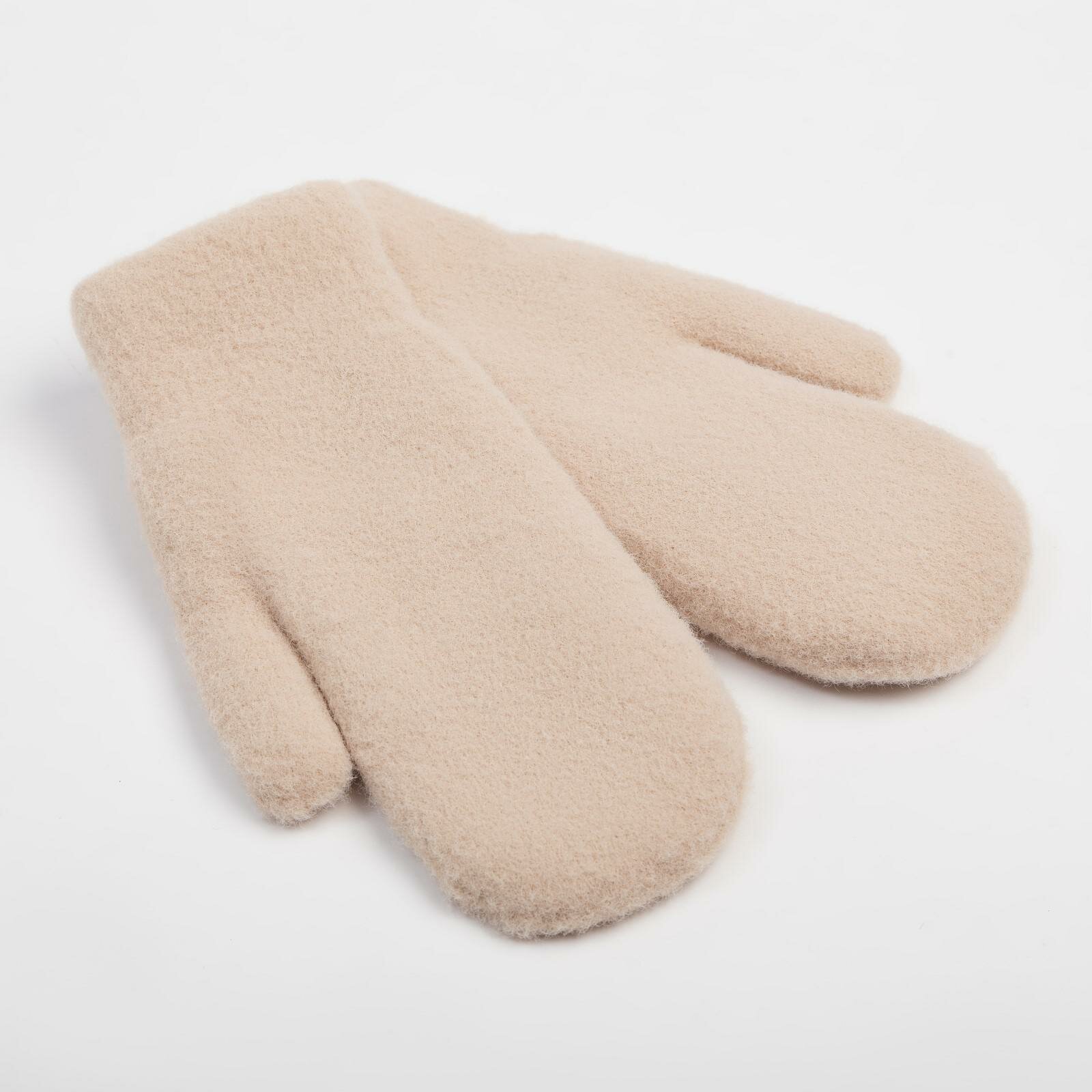 Варежки Minaku Зимняя коллекция для женщин, размер 23, бежевый