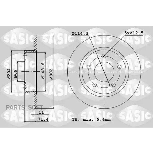 SASIC 6106218 Диск тормозной