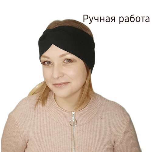 фото Повязка повязка на голову женская, размер взрослый универсальный, черный нет бренда