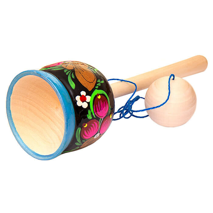 Игрушка деревянная расписная с ручкой Поймай шарик 18 х 6 см