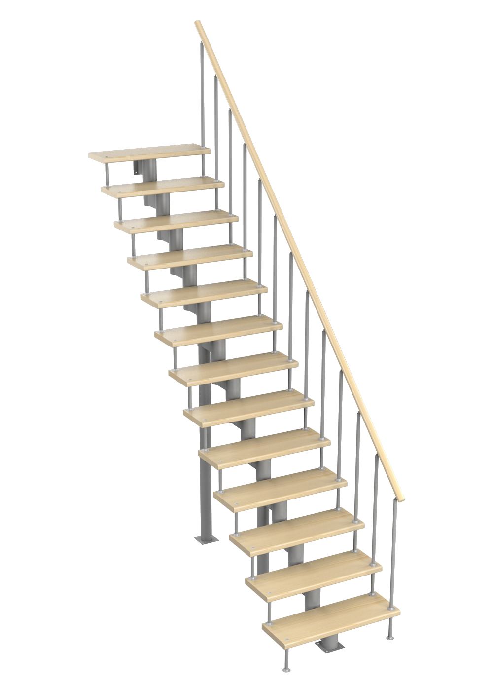 Модульная лестница Стандарт 180 2340-2470, Серый, Сосна, Нержавеющая сталь