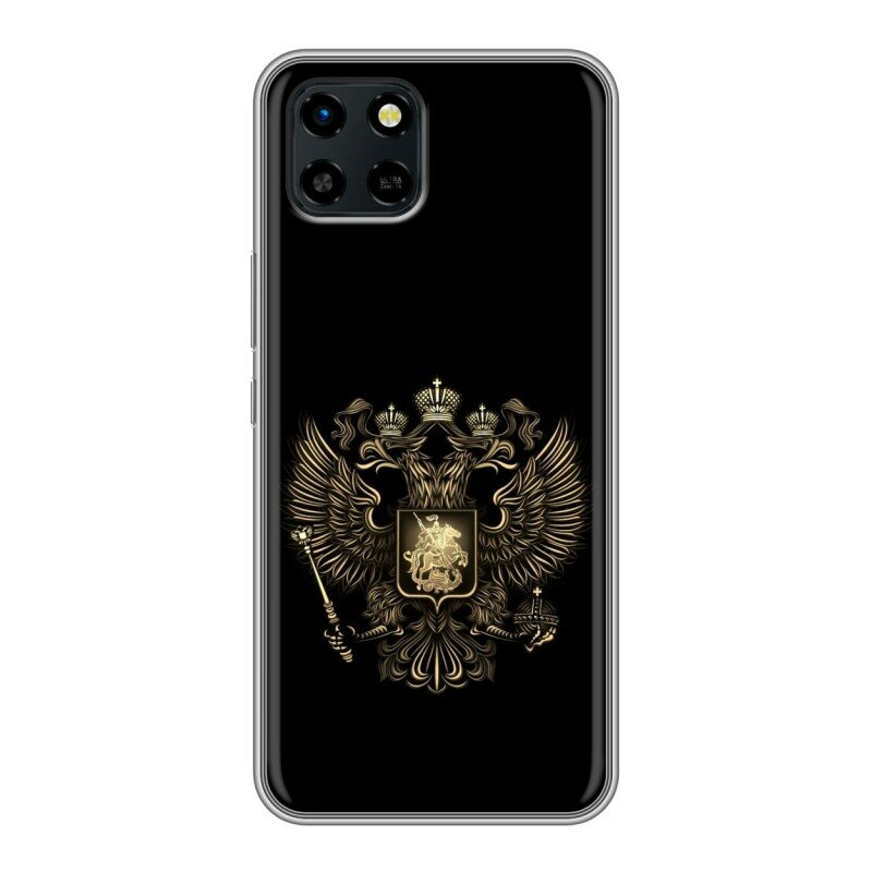 Дизайнерский силиконовый чехол для Инфиникс Смарт 6 ХД / Infinix SMART 6 HD герб России золотой