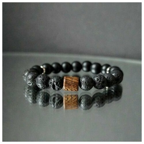 Браслет, дерево, 1 шт., размер 17 см, Черный агат