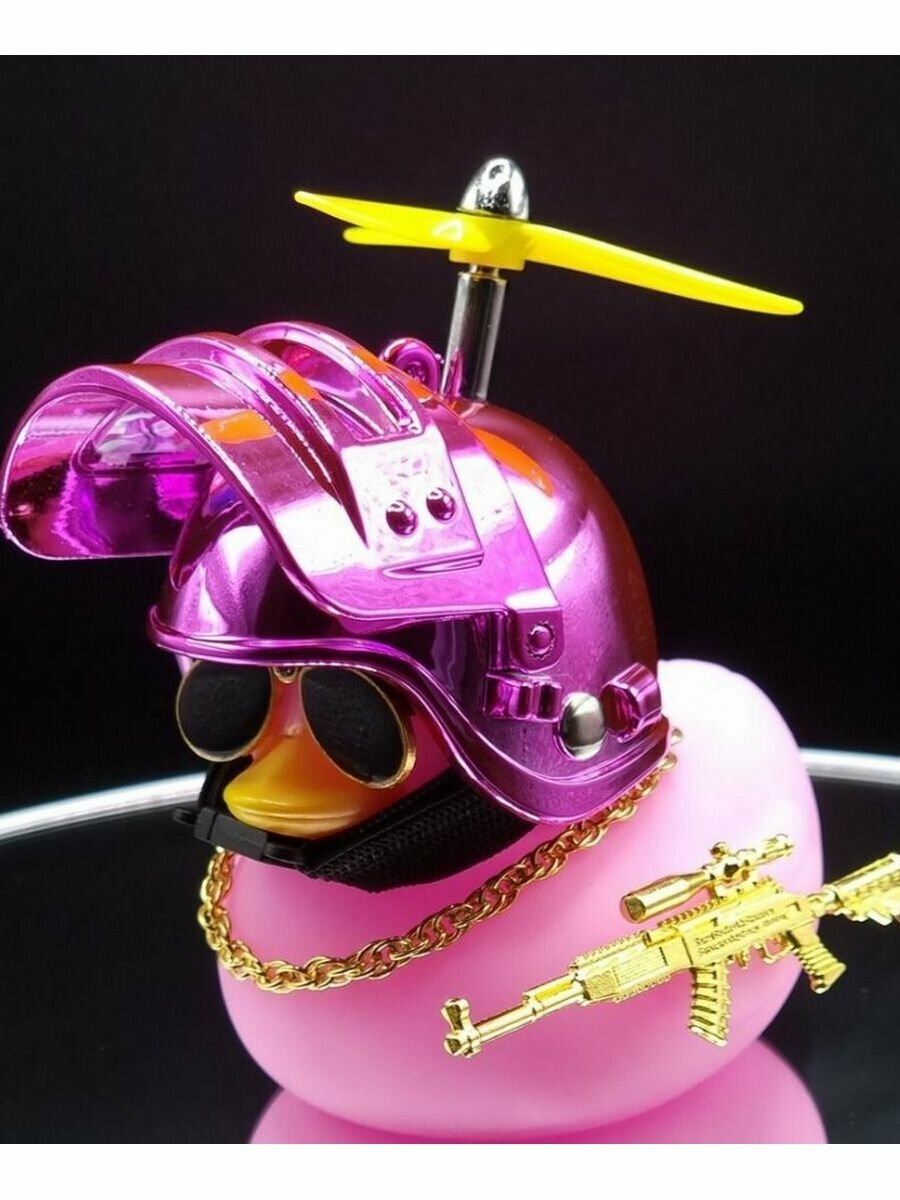 фото Утка в машину с креплением на велосипед и с подсветкой, утка с пропеллером, подарок, Тик Ток Уточка в шлеме