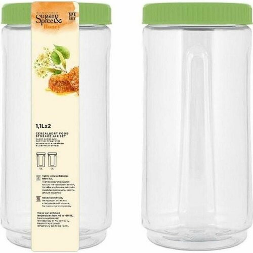 Банка для сыпучих продуктов Sugar&Spice Honey пластиковая, 1100мл, 2шт.