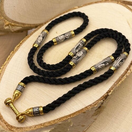 Шнур Русские Мастерские, серебро, 925 проба, чернение, золочение, оксидирование, длина 55 см, средний вес 19.5 г