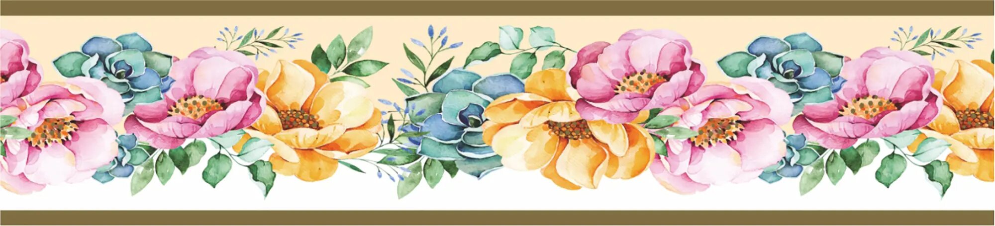 Бордюр бумажный «Симфония» Б-018 0.08x14 м, цветы, цвет мультиколор