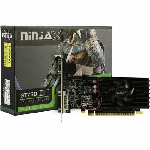 Видеокарта Ninja GT730 видеокарта palit geforce gt 730 2gb ddr3 neat7300hd46 2080h 902 1600 dvi hdmi vga пассивное охл