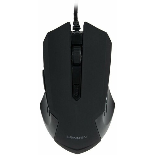 Мышь проводная игровая Sonnen I3 пластик 6 кнопок 800-2400 dpi LED-подсветка черная х2шт 236300₽