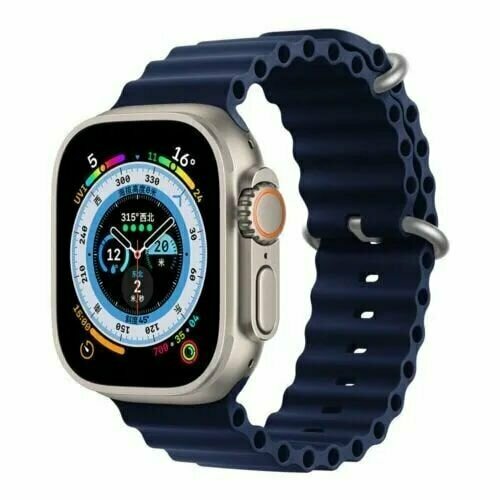 ремешок для apple watch w26 42 44 45 49 мм силиконовый синий Силиконовый ремешок Ocean Watch Band для Apple Watch 42 , 44 , 45 , 49 мм