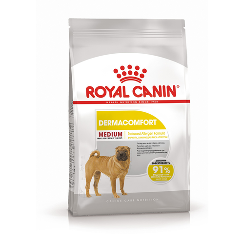 Корм сухой ROYAL CANIN MEDIUM DERMACOMFORT корм для собак средних пород склонных к кожным раздражениям и зуду 3кг