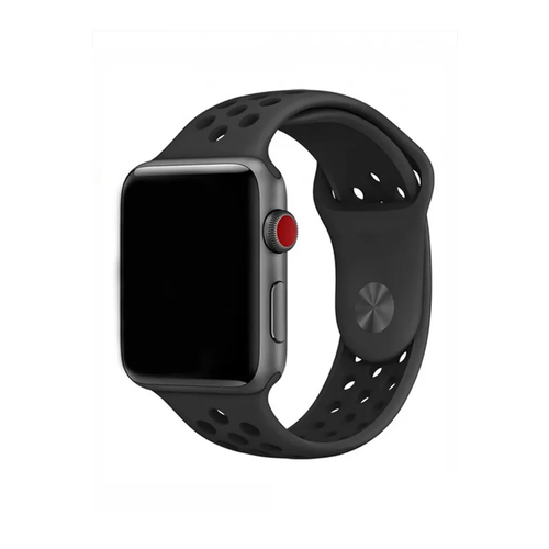 Силиконовый ремешок для Apple Watch 42mm/44mm/45mm с отверстиями, черный