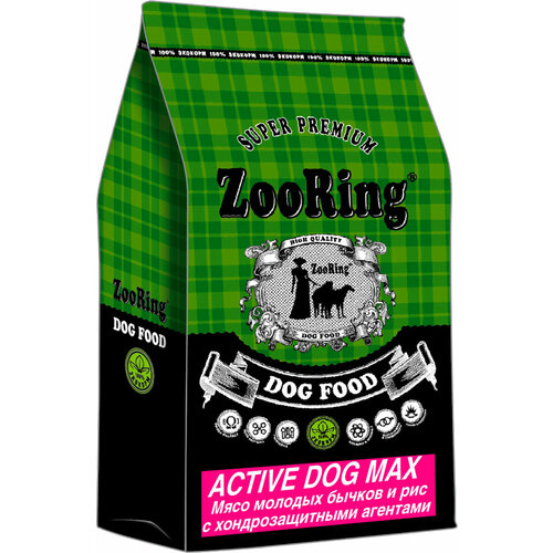 ZOORING ACTIVE DOG MAX для активных взрослых собак крупных и гигантских пород с мясом бычков и рисом для суставов с хондрозащитными агентами (10 кг)