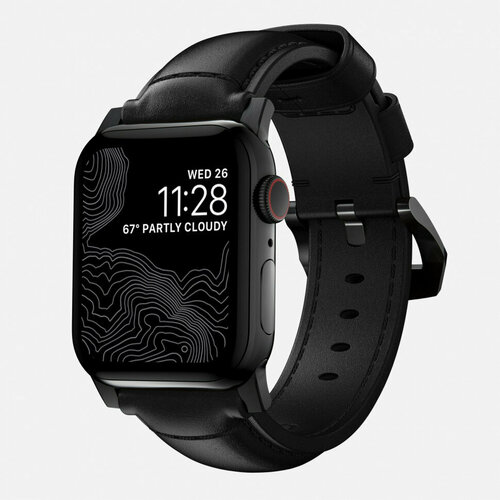 Кожаный ремешок Nomad Traditional Band для Apple Watch 49/45/44/42 мм черный/черный (Black/Black)