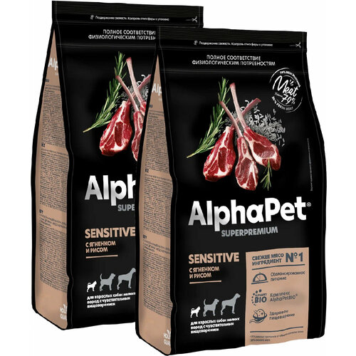 ALPHAPET SUPERPREMIUM SENSITIVE для взрослых собак маленьких пород с чувствительным пищеварением с ягненком и рисом (3 + 3 кг) сухой корм meglium sensible для взрослых собак с чувствительным пищеварением с ягненком и рисом 3 кг