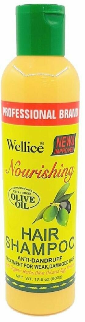 Wellice Shiny Olive Oil Шампунь против перхоти для слабых, поврежденных волос с Оливковым маслом, травами и яичными протеинами 500 гр