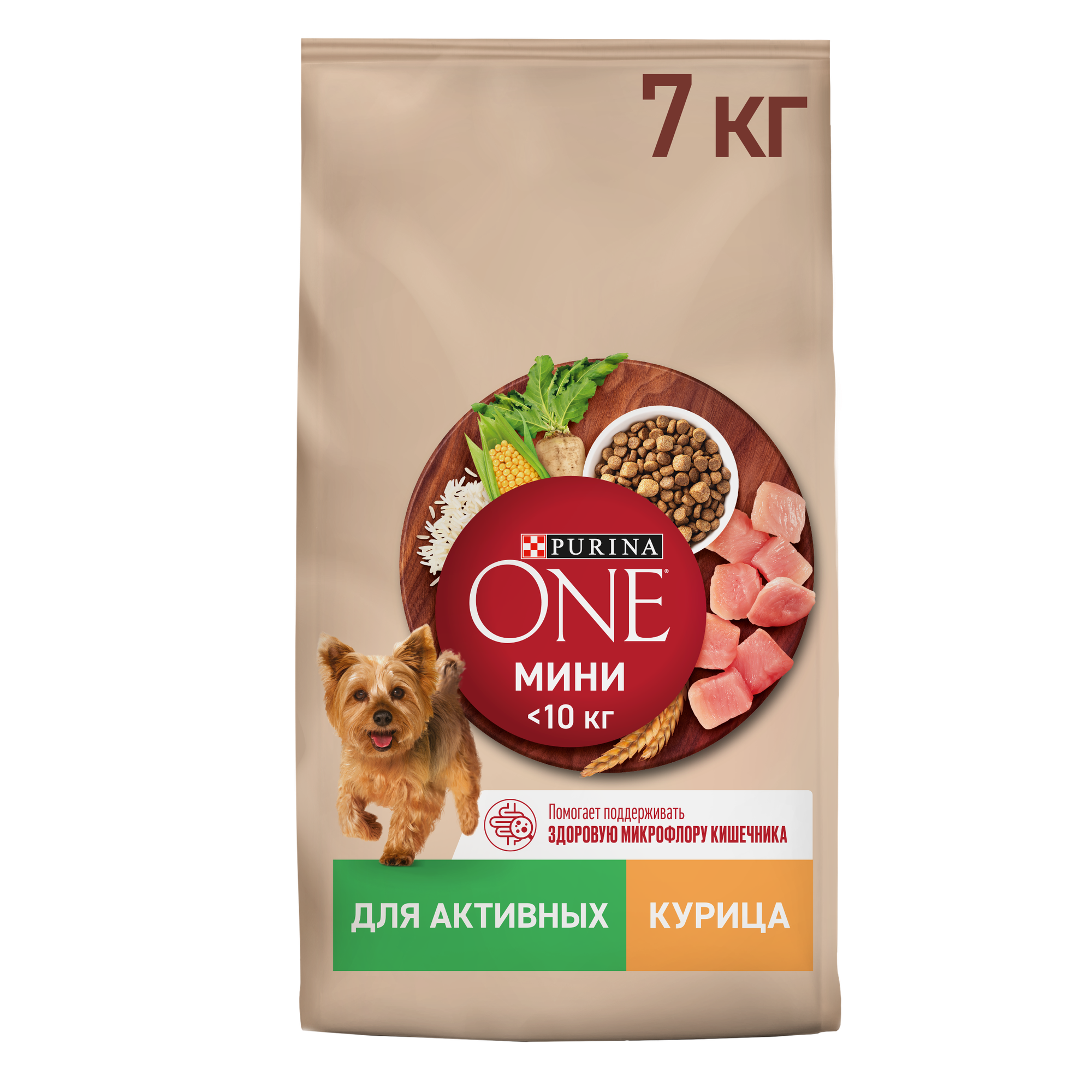 Сухой корм Purina ONE® мини для активных собак мелких пород с курицей и с рисом, 7кг