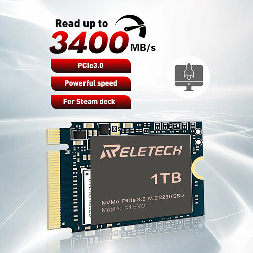 Reletech M2 2230 SSD 1ТБ NVMe PCIE30x4 для внутреннего твердотельного накопителя ноутбука Steam Deck Microsoft Surface 719900₽