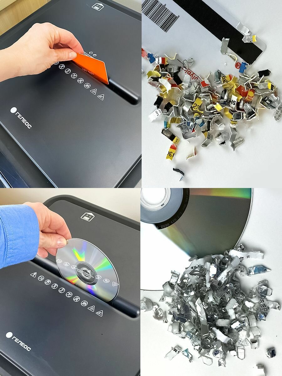 Уничтожитель документов / шредер / измельчитель бумаги скобы скрепок пластиковых карт CD дисков c автоподатчиком гелеос АП55-4