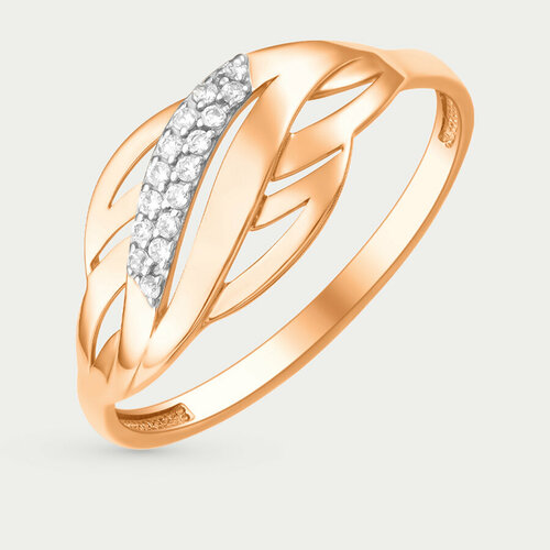 Кольцо GOLD CENTER, красное золото, 585 проба, фианит, размер 18.5