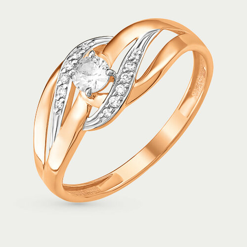 Кольцо GOLD CENTER, красное золото, 585 проба, фианит, размер 17