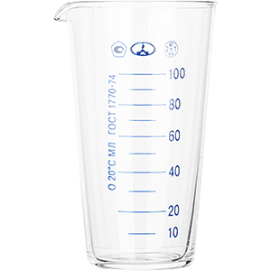 Мензурка ТС ГОСТ-1770-74; стекло;100мл; D=55, H=105мм; прозр, MMD, QGY - 10001501