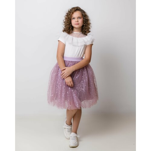 фото Юбка стильные непоседы, размер 134, розовый, пыльная роза