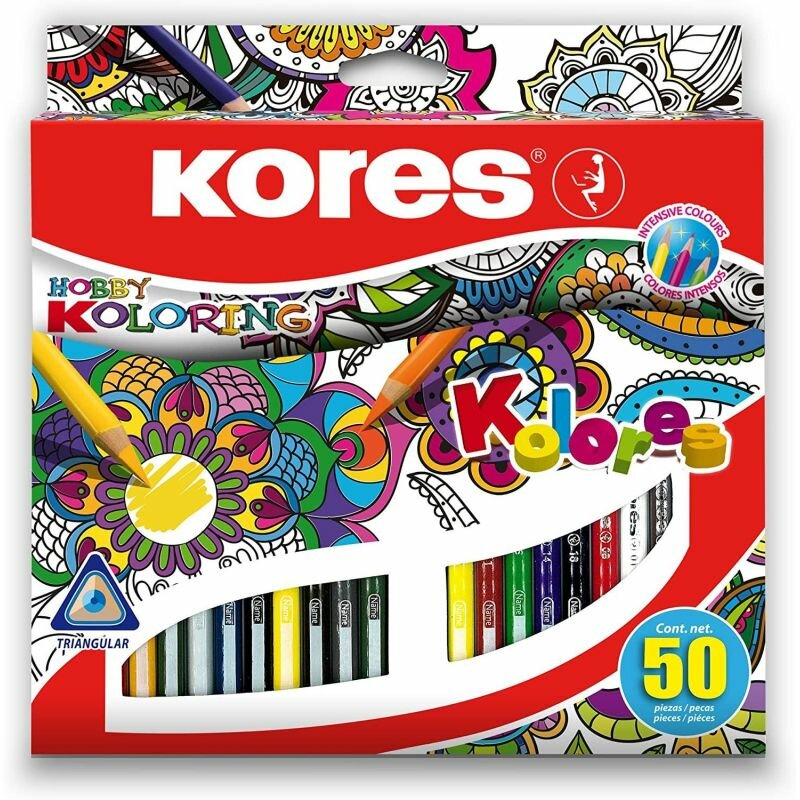 Kores Карандаши цветные трехгранные, 50 цветов