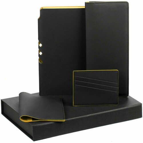 Набор Multimo Maxi, черный с желтым, 27х18х3,5 см, искусственная кожа; картон