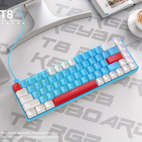 Клавиатура механическая русская Wolf T8 Hot-Swap игровая с RGB подсветкой проводная для компьютера ноутбука Gaming/game keyboard usb, светящаяся