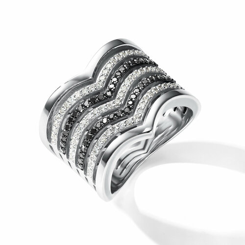 Кольцо Diamant online, белое золото, 585 проба, бриллиант, размер 18.5, черный