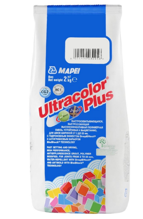 Цементно-полимерная затирка Mapei Ultracolor Plus №127 (Арктический серый)