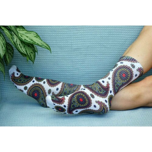 фото Носки cotton print, размер 41/45, белый, коричневый, желтый хлопковые cotton print