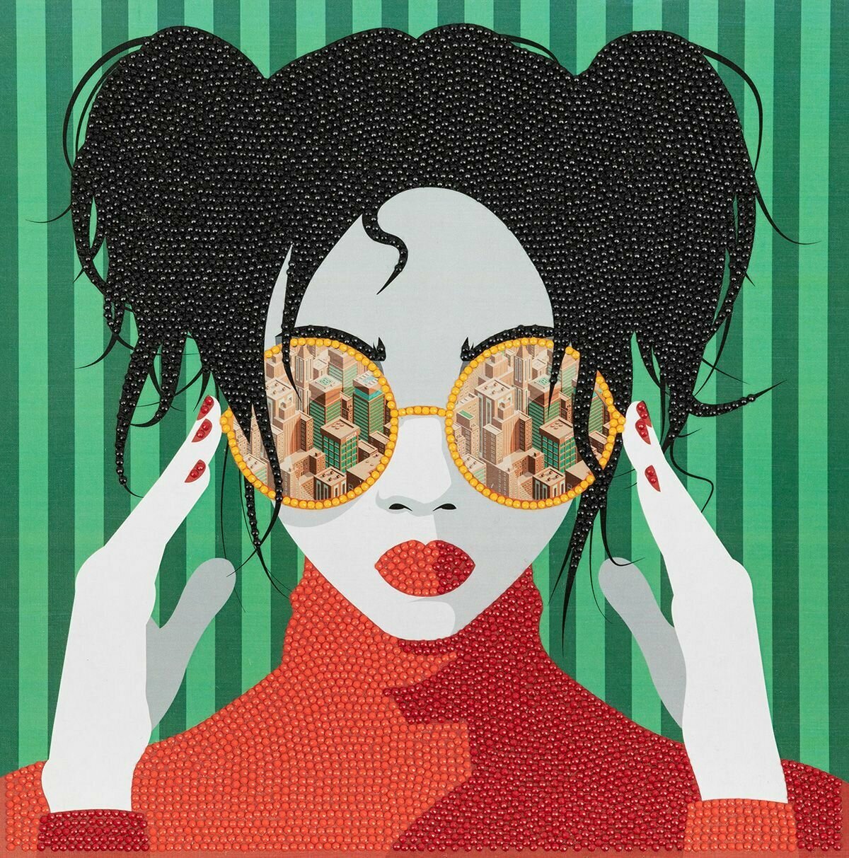 фото Набор "фрея" кристальная (алмазная) мозаика ALBP-274 постер "Девушка в красном" 30х30 см