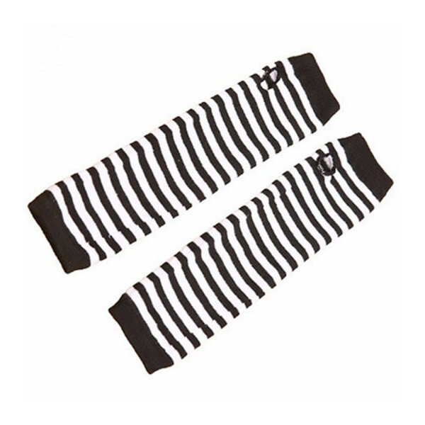 Перчатки митенки полосатые длинные цвет черный белый