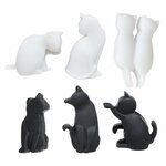 (W)Маркеры для бокалов, 3 см, 6 шт, силикон, черно-белые, Кошки, Party markers - изображение