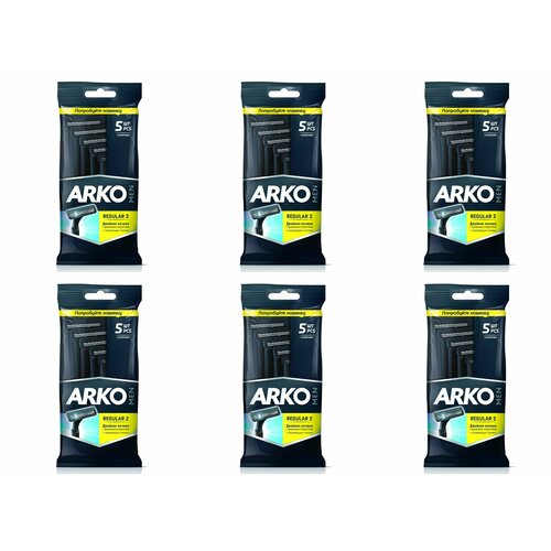 Arko Станок одноразовый Regular 2,5 шт,6 уп станки для бритья arko men 2 лезвия одноразовые 5 шт