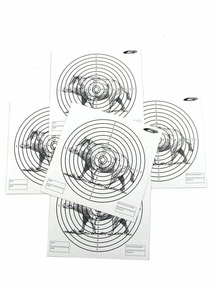 Мишени для стрельбы из пневматики кабан (картон, 14х14см, 50шт)