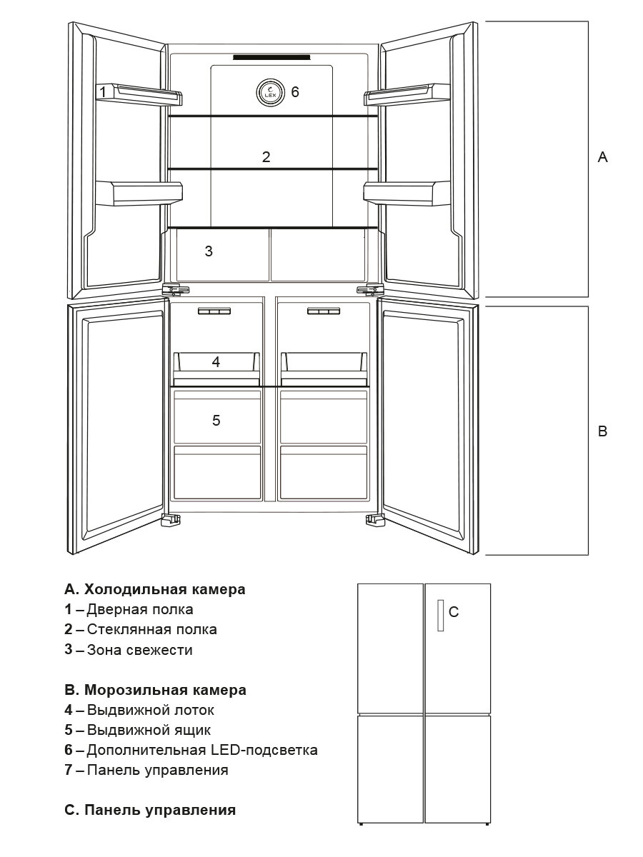 Холодильник трехкамерный Lex LCD505WID - фото №16